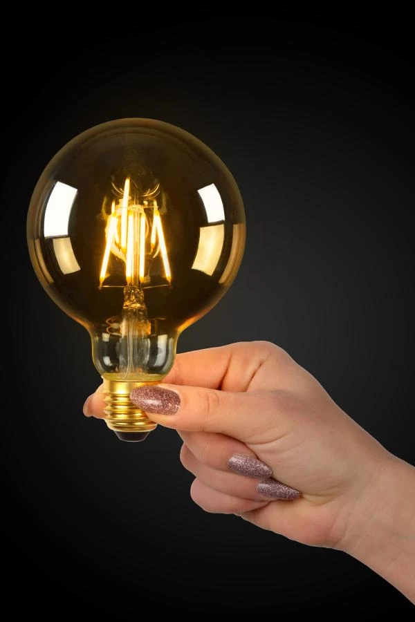 Lucide G95 - Glühfadenlampe - Ø 9,5 cm - LED Dim. - E27 - 1x5W 2700K - Amber - Atmosphäre 1